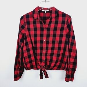 Madewell K2765 Buffalo Check Tie-Front Shirt, size Small